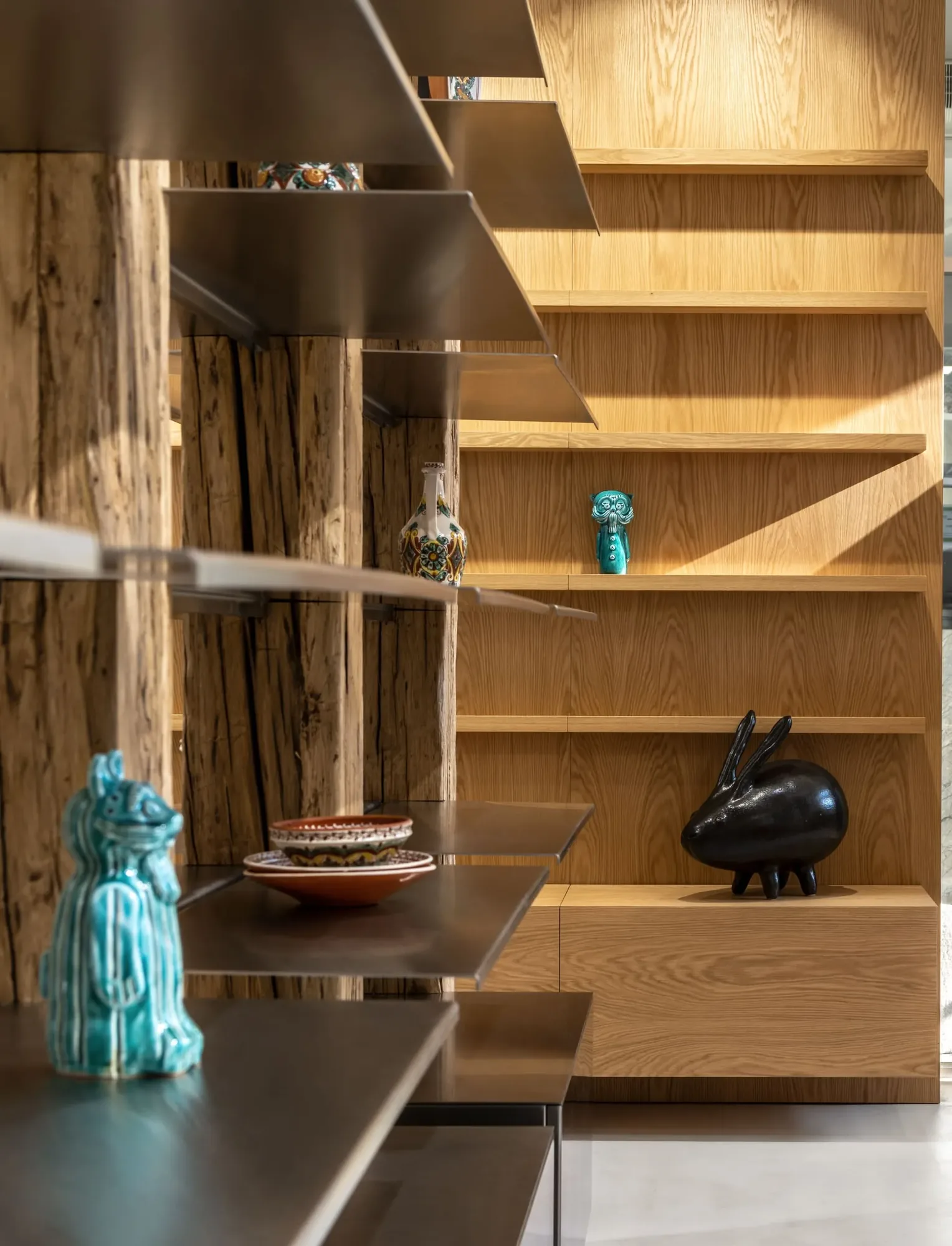 Miko Heritage Boutique — detail of reclaimed timber column meeting lime-rendered ceiling